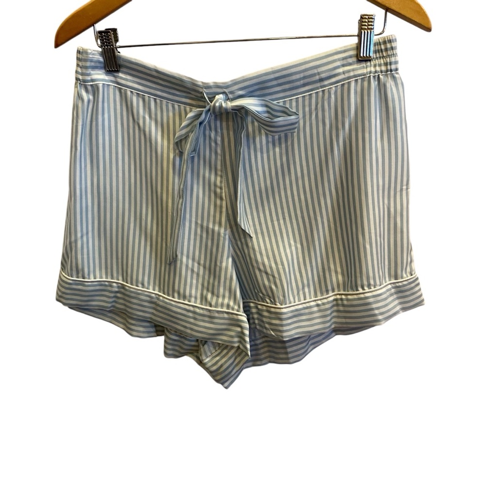 Ettitude Bamboo Women’s Sky Blue/White Striped PJ Lounge Sleep Shorts sz L